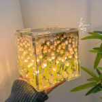 Cube Tulip Night Lamp Led Decorative Nights Lamp (Multicolor Design 1 Set)