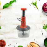 Manual Food Chopper (650ml): Stainless Steel Flates, Locking System, Anti-Slip Base