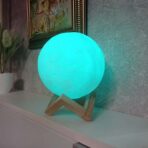 Moon Night Lamp Blue Color with Plastic Stand (15 x12 Cm 1 Pc) - Image 3