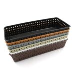 Plastic Multipurpose Desk Organizer Tray Office Drawer Dividers Storage Bins for Kitchen, Bathroom, Office, Makeup, Bedroom Dresser, Craft Basket Rack Multicolour (6 Pcs Set) - Image 4