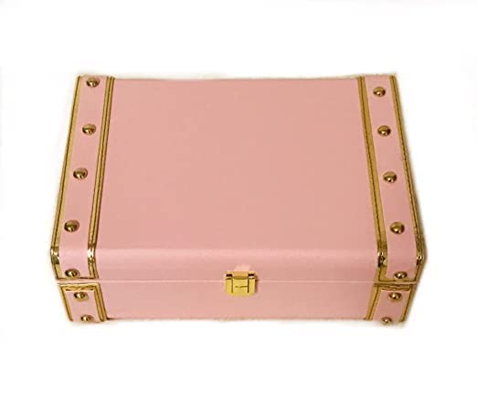 31qGkjSJ6-L.jpg Jewelry Box Organizer for Women ?Luxury Storage Box , Lockable Display Case for Rings, Necklaces, Watches & Accessories Availabel in Black, Red,Pink,Golde ,White (Pink) - Image 1