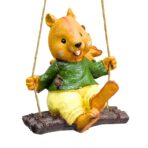 Cute Squirrel Garden Statue on Swing | Hanging Resin Animal Figurine for Patio, Tree, Yard, Balcony Decor | Outdoor & Indoor