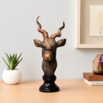 Blue Patterned Deer Statue with Fawn Family - Boho Resin Animal Sculpture for Living Room, Entryway Table, or Rustic Home Decor - Image 2