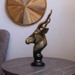 Blue Patterned Deer Statue with Fawn Family - Boho Resin Animal Sculpture for Living Room, Entryway Table, or Rustic Home Decor - Image 4