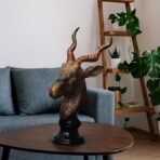 Blue Patterned Deer Statue with Fawn Family - Boho Resin Animal Sculpture for Living Room, Entryway Table, or Rustic Home Decor - Image 6