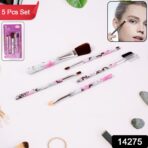 Floral Makeup Brush Set for Eyes, Lips, and Face (5 Pc) - Image 2