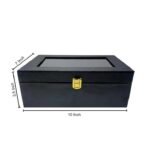 Luxury Storage Box with Glass Lid, Decorative Organiser Box for Jewellery and Accessories, Available in Red, Black, White (Black) - Image 2