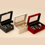Luxury Storage Box with Glass Lid, Decorative Organiser Box for Jewellery and Accessories, Available in Red, Black, White (White) - Image 6