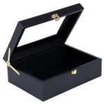 Luxury Storage Box with Glass Lid, Decorative Organiser Box for Jewellery and Accessories, Available in Red, Black, White (Black) - Image 3